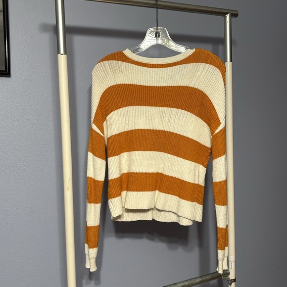 Forever 21 Orange & Off White Striped Sweater, Size Small - Picture 4 of 4